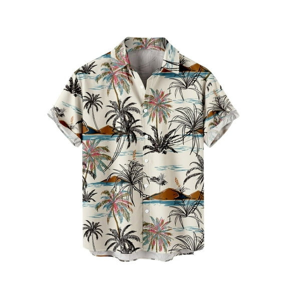 Summer Savings Clearance 2022! PIMOXV Men's Summer Fashion Hawaiian Style Short Sleeve Casual Shirts Men's Hawaiian Shirt Reduced Price Deals