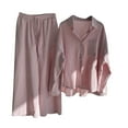 thumbnail image 1 of SuoKom Two Piece Outfits for Women Summer Fall Color-blocking Single- Long-sleeved Lapel Shirt Shorts Loose Casual Suit Lounge Workout Sets for Women, 1 of 5
