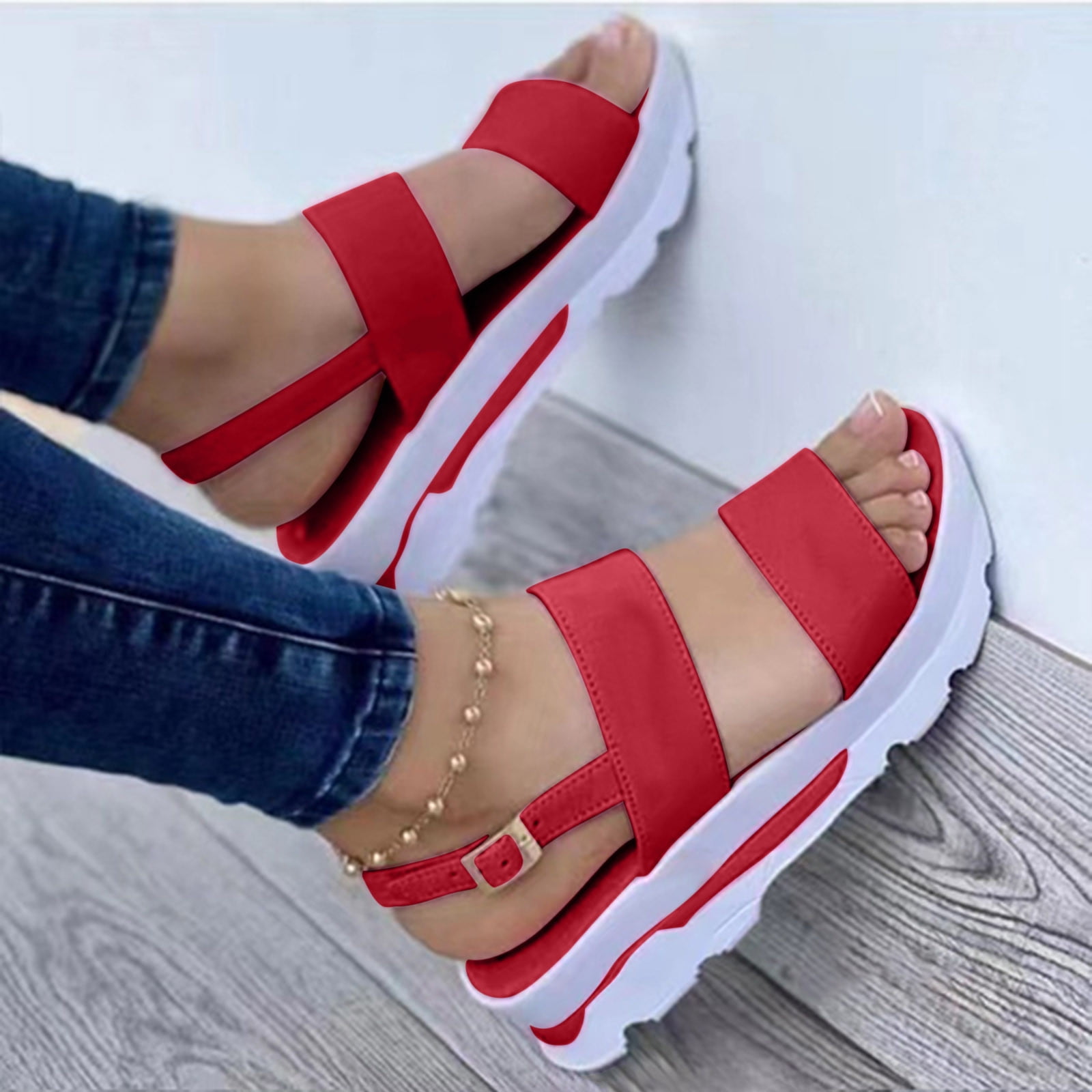 Womens Spring Trends!AXXD Sandalias Para Mujer Elegantes,Flat Thick Soled  Shoes Beach Sandals For Youth Clearance Size 4.5