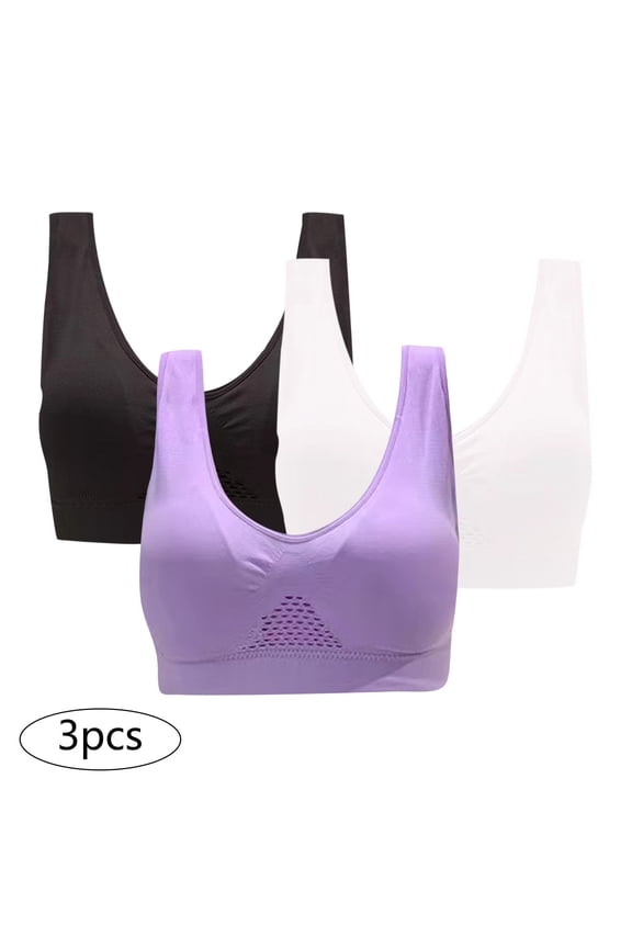 Nursing Bras for Mom 3-Pack Sports Bra Without Wire Free Support Yoga Running Tank Free Shipping Multicolor Size 8