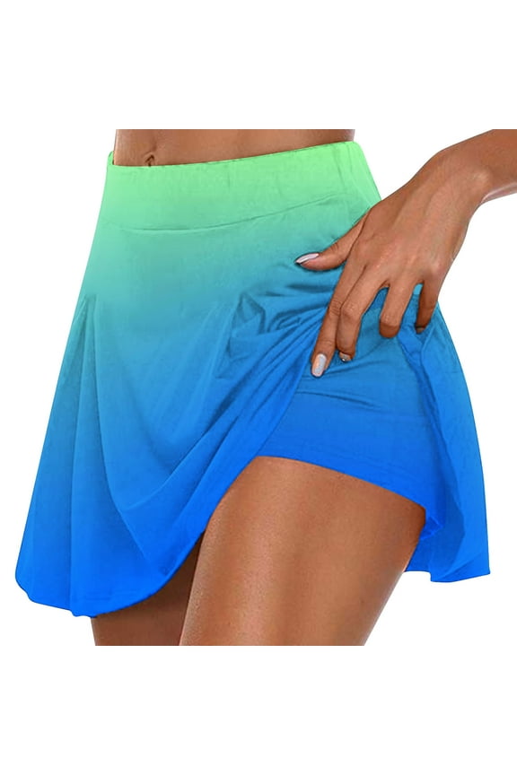 Skorts Skirts for Women High Waist Stretch Ombre Tie Dye Floral with Pockets Biker Shorts