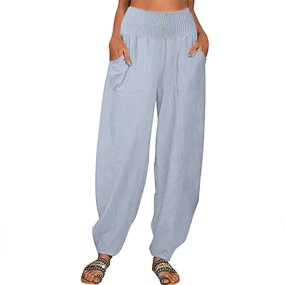 Summer Savings Clearance 2023! Sweatpants for Women Plus Size High Waist Stretch Solid Color with Pockets 7/8 Pants S-3XL