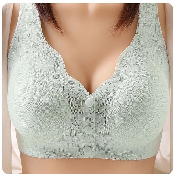 Summer Savings Clearance 2023! TAGOLD Plus Size Bra for Womens,Casual Sexy Front Button Shaping Cup Shoulder Strap Underwire Bra Plus Size Extra-Elastic Wirefree