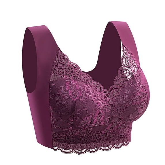 Summer Savings Clearance 2023! TAGOLD Plus Size Bra for Womens,Women Fashion Lace Bra Wire Free Underwear One-Piece Bra Everyday Underwear