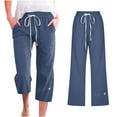 thumbnail image 1 of TAGOLD Womens Summer Pants,Capris Pants For Women Casual Summer Cotton Linen 3/4 Pants Wide Leg Capris Lightweight Baggy Cropped Lounge Trousers, 1 of 4