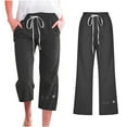 thumbnail image 1 of TAGOLD Womens Summer Pants,Capris Pants For Women Casual Summer Cotton Linen 3/4 Pants Wide Leg Capris Lightweight Baggy Cropped Lounge Trousers, 1 of 4
