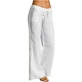 thumbnail image 1 of Summer Savings Clearance 2023! TAGOLD Womens Summer Pants, Women Casual Solid High Waist Loose Pocket Straight Buttons Long Pants, 1 of 5