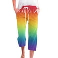 thumbnail image 1 of Summer Savings Clearance 2023! TAGOLD Womens Summer Pants, Women's Casual Solid Elastic Waist Loose Long Pants With Pocket Capris, 1 of 5