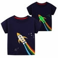 thumbnail image 1 of Summer Savings Clearance! 2023 TUOBARR Toddler Boy Tshirt,Baby Boys' Round Neck Short Sleeve Fashion Luminous Printed T-shirt Navy 1-2 Years, 1 of 5