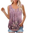 thumbnail image 1 of Summer Savings Clearance 2023! Tunic Tops for Women Loose Fit Casual Vintage Solid Color Pleated Sleeveless Crew Neck Tank Shirts, 1 of 7
