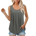 thumbnail image 1 of Tunic Tops for Women Loose Fit Casual Vintage Solid Color Pleated Sleeveless Crew Neck Tank Shirts, 1 of 7