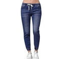 thumbnail image 1 of Summer Savings Clearance 2023! Women Fall Elastic Plus Loose Denim Casual Drawstring Plus Cropped Jeans Plus Size Women's Fall Stretch Plus Loose Denim Casual Drawstring Cropped Jeans, 1 of 4