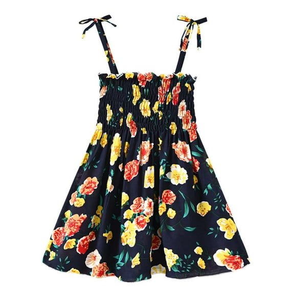 Summer Savings Clearance 2023! loopsun Summer Toddler Baby Girls Sleeveless Sling Dress Graphic Print Children's Clothing Black 5-6 Years