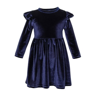 Summer Savings Clearance 2025! loopsun Toddler Kids Baby Girls Fashion Cute Solid Color Long Sleeves Fleece Princess Dress Blue 18-24 Months