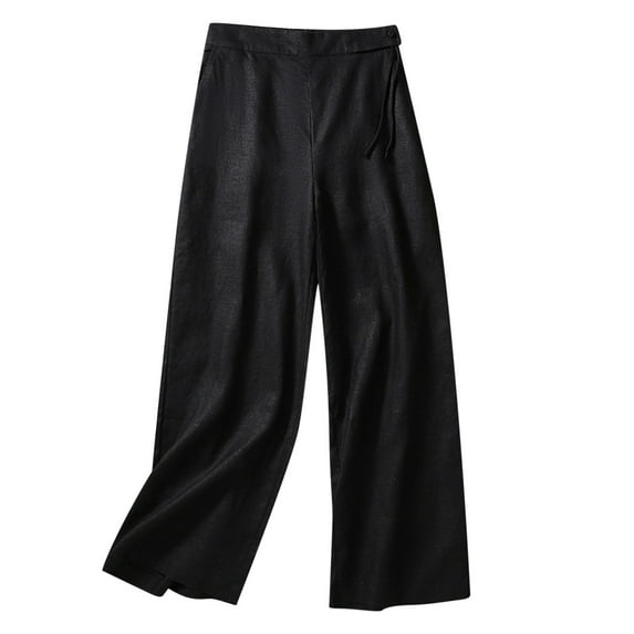 pbnbp Capri Pants for Women Casual Solid Basic Cotton Linen Stretch High Waisted with Pockets Capris