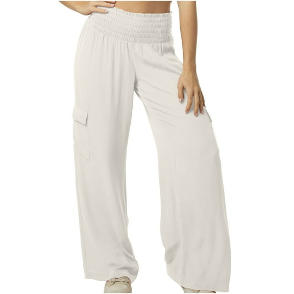 pbnbp Capris for Women Casual Summer Plus Size Casual Solid Basic Cotton Linen Ealstic Drawstring High Waisted Capri Pants with Pockets