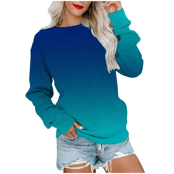 pbnbp Fall Clothes for Women 2023 Fashion Ombre Tie Dye Crewneck Sweatshirts Casual Loose Fit Long Sleeve Pullover Sweaters
