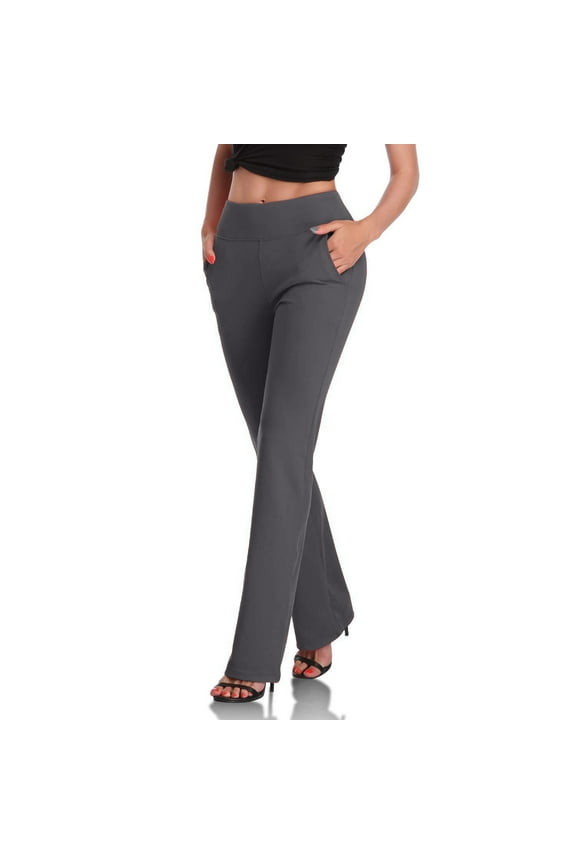 Women's Pull On Knit Jeggings Solid Color High Waisted Comfy Flared Bootcut with Pockets Trousers