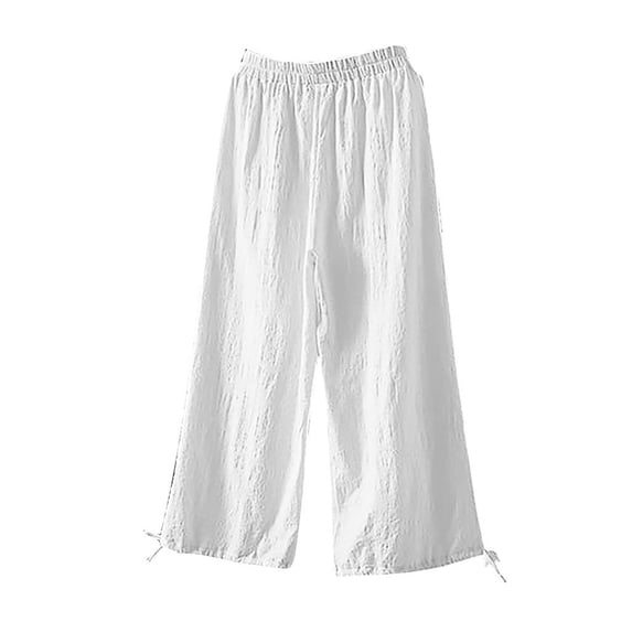 Summer Savings Clearance 2023! pbnbp Womens Capris Summer Casual Cotton Linen Solid Color Pockets Elastic Waist Baggy Pants Capri Pants for Women