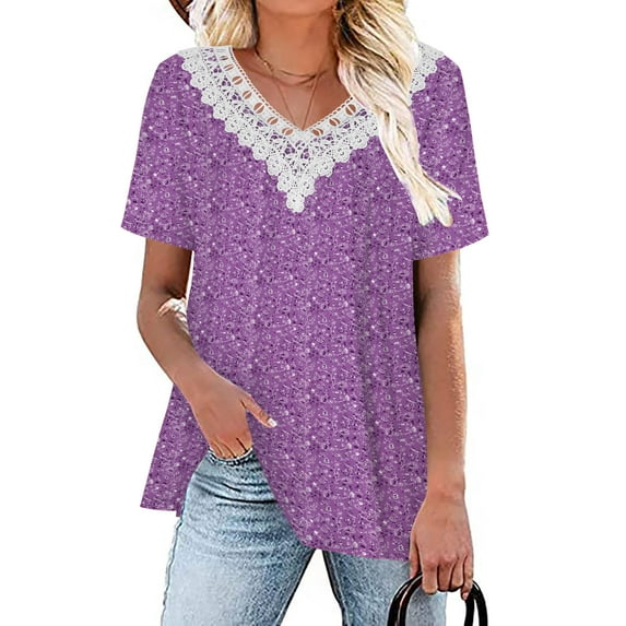 ITSUN Womens Fall Fashion 2023,Womens Tops,Plus Size Tops for Women,Short Sleeves V-Neck Print Blouse Pullover Tops Short Sleeve Blouses Shirts Mint Green XL