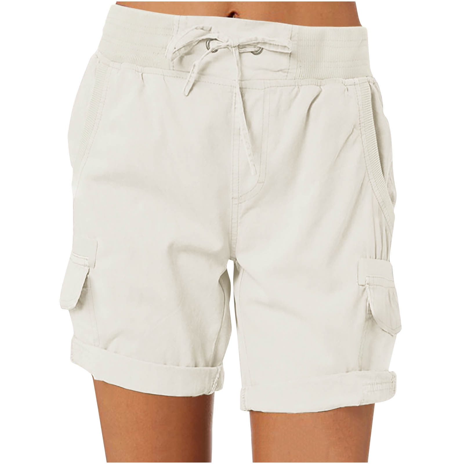 Summer Savings Clearance 2024! AKAFMK Women's Cargo Shorts,Elastic High  Waist Hiking Bermuda Short Pant,Women's Fashion Casual Solid Color High Waist  Cargo Pants A-Line Loose Wide Leg Casual Pants 