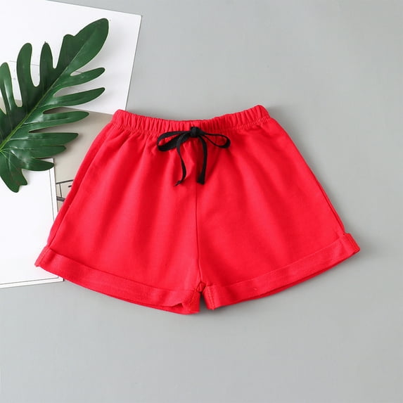Summer Savings Clearance 2024 AXXD Boys Girls Summer Athletic Cotton Shorts In Small Candy Color Beach Pants Rolled Hot Pants 2-7 Years