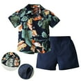 thumbnail image 1 of Summer Savings Clearance 2024 AXXD Hawaii Boy Clothing Set Summer Short Sleeve Gentleman Suit 2PC, 1 of 9