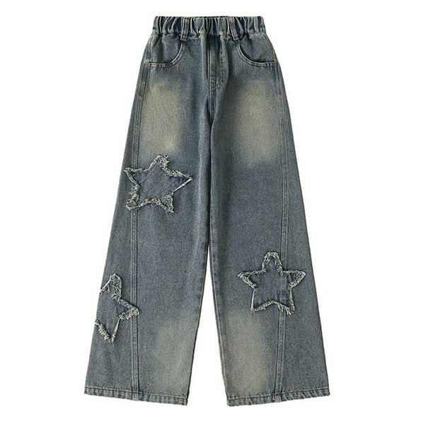 Summer Savings Clearance 2024! Itsun Girl Jean,Girls Jeans Denim Elastic  Waist Wide Leg Baggy Pants Kids Clothes Blue 14-16 Years - Walmart Business  Supplies