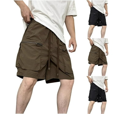 Holiday Deals 2024! Itsun Men Cargo Shorts,Men's Casual Solid Color Drawstring Pockets Elastic Loose Sports Shorts Coffee 3XL