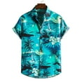 thumbnail image 1 of Summer Savings Clearance 2023! Loopsun Mens Shirts, Casual Lapel Short Sleeve Printing Hawaiian Beach Button Shirt Green A, 1 of 5