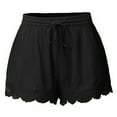 thumbnail image 1 of Loopsun Womens Shorts, Casual Solid Lace Fashion Plus Size Rope Tie Shorts Black, 1 of 5