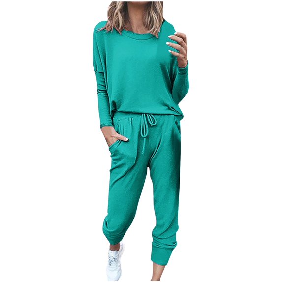 Lovzfmll Two Piece Outfits for Women Loose Two-Piece Sets Solid Long Sleeve Tops Vest Casual Pants Sweatsuit Lounge Workout Sets for Women