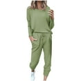 thumbnail image 1 of Lovzfmll Two Piece Outfits for Women Loose Two-Piece Sets Solid Long Sleeve Tops Vest Casual Pants Sweatsuit Lounge Workout Sets for Women, 1 of 5