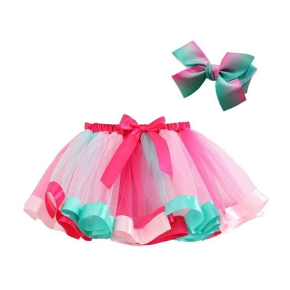 TAGOLD Girls Party Dress, Toddler Baby Girls Cute Net Yarn Princess Skirt Multi-color Skirt Bow Hairpin Suit