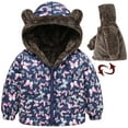 thumbnail image 1 of Summer Savings Clearance 2024! TAGOLD Kids Coats, Toddler Baby Boys Girls Flower Print Plush Cute Winter Thick Casual Keep Warm Hooded Coat Jacket, 1 of 5