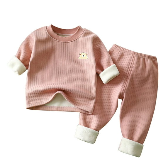 Summer Savings! TAGOLD Kids Sets, Toddler Baby Kids Winter Boys Girls Solid Color Long Sleeved Thickening Home Wear Clothes Suit