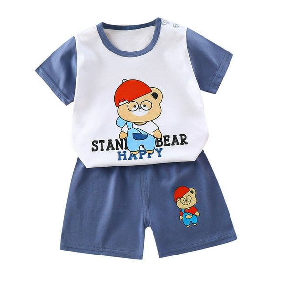 Summer Savings Clearance 2024! TAGOLD Kids Sets, Toddler Kids Baby Boys Girls Fashion Cute Short Sleeve Puppy Print Casual Suit