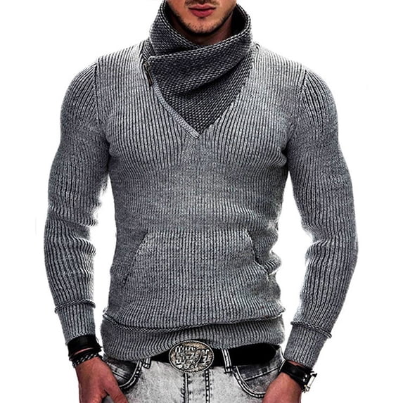 TAGOLD Mens Tops,Fashion Men Casual Button Long Sleeve Casual Solid Turtleneck Sweater Blouse