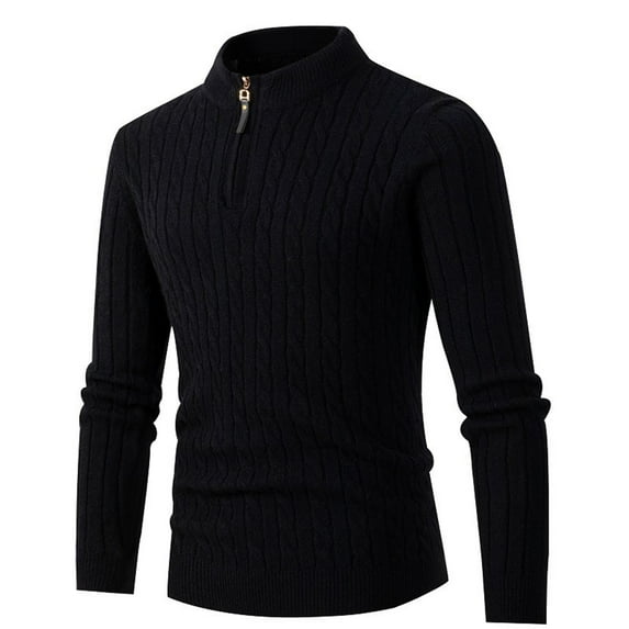 Summer Savings Clearance 2024! TAGOLD Mens Tops,Men's Half Turtleneck Zip Knit Sweater Long Sleeve Rib Bottom Hem Shirt