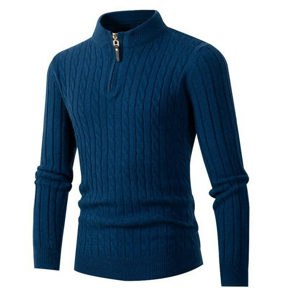 Summer Savings Clearance 2024! TAGOLD Mens Tops,Men's Half Turtleneck Zip Knit Sweater Long Sleeve Rib Bottom Hem Shirt