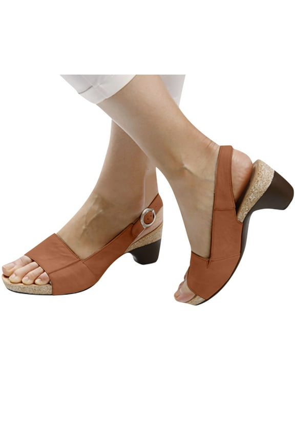 Sandals for Womens Dressy Summer,Comfortable Elegant Low Chunky Heel Shoes Women Summer Thick Heel Sandals Pumps Ankle Buckle Open Toe Casual Shoes