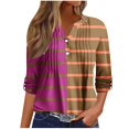 thumbnail image 1 of Summer Savings Clearance 2024! TAGOLD Summer Tops T-shirt Blouse for Womens,Women's Fashion Solid Long Sleeve Blouse Buttons V Neck Casual Tops, 1 of 5