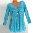 thumbnail image 1 of Summer Savings Clearance 2024! TAGOLD Summer Tops,Women Plus Size Long Sleeved V-Neck Print Blouse Pullover Tops Shirt, 1 of 3