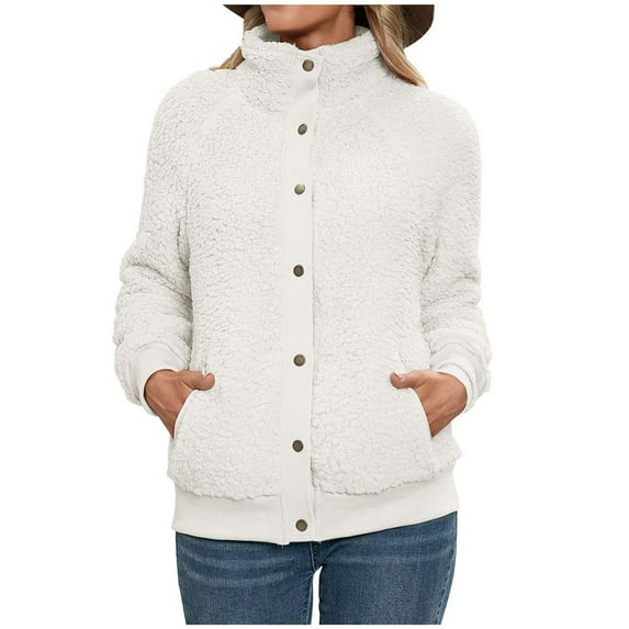 Summer Savings Clearance 2024! TAGOLD Womens Coats,Women's Lamb Plush Cardigan Coat Double Sided Plush Hatless Jacket Coat Blouse