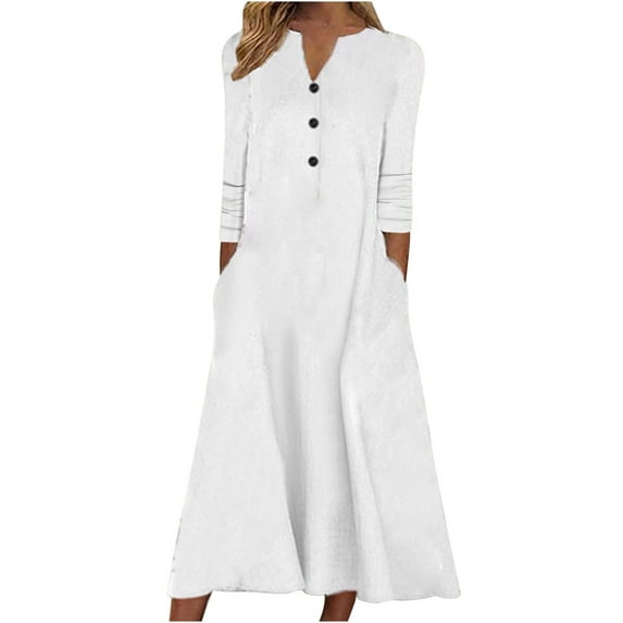 Summer Savings Clearance 2024! TAGOLD Womens Dress,Fashion Women Casual Sexy Round Neck Printing Summer Short Sleeve Pockets Dress
