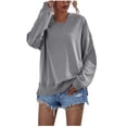 thumbnail image 1 of Summer Savings Clearance 2024! TAGOLD Womens Hoodie Sweatshirt,Women's Solid Color Hoodie Long Sleeve Sweatshirts Tops Blouse Hooded Casual Loose Sweatshirt, 1 of 5