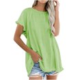 thumbnail image 1 of Summer Savings Clearance 2024! TAGOLD Womens Plus Size Summer Tops,Fashion Women's Solid Plain Tassel Casual Top Tops Round Neck Short Sleeve Blouse Green XL, 1 of 6
