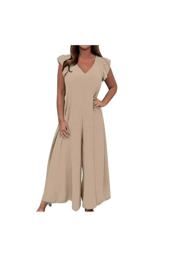 Womens Summer Jumpsuit,Women'S Fall/Winter Solid Color Seven-Point Sleeved Crew Neck Jumpsuit With Belt Lace-Up Slimming Jumpsuit