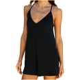 thumbnail image 1 of TAGOLD Womens Summer Jumpsuit,Women's Scoop Solid Neck Sleeveless Casual Short Jumpsuit Rompers With Pockets Black 8, 1 of 5