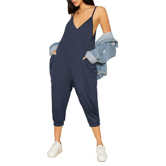 TAGOLD Womens Summer Jumpsuit,Women's Summer Casual Breathable Comfort Sports Suspender Solid Color Jumpsuit Pants